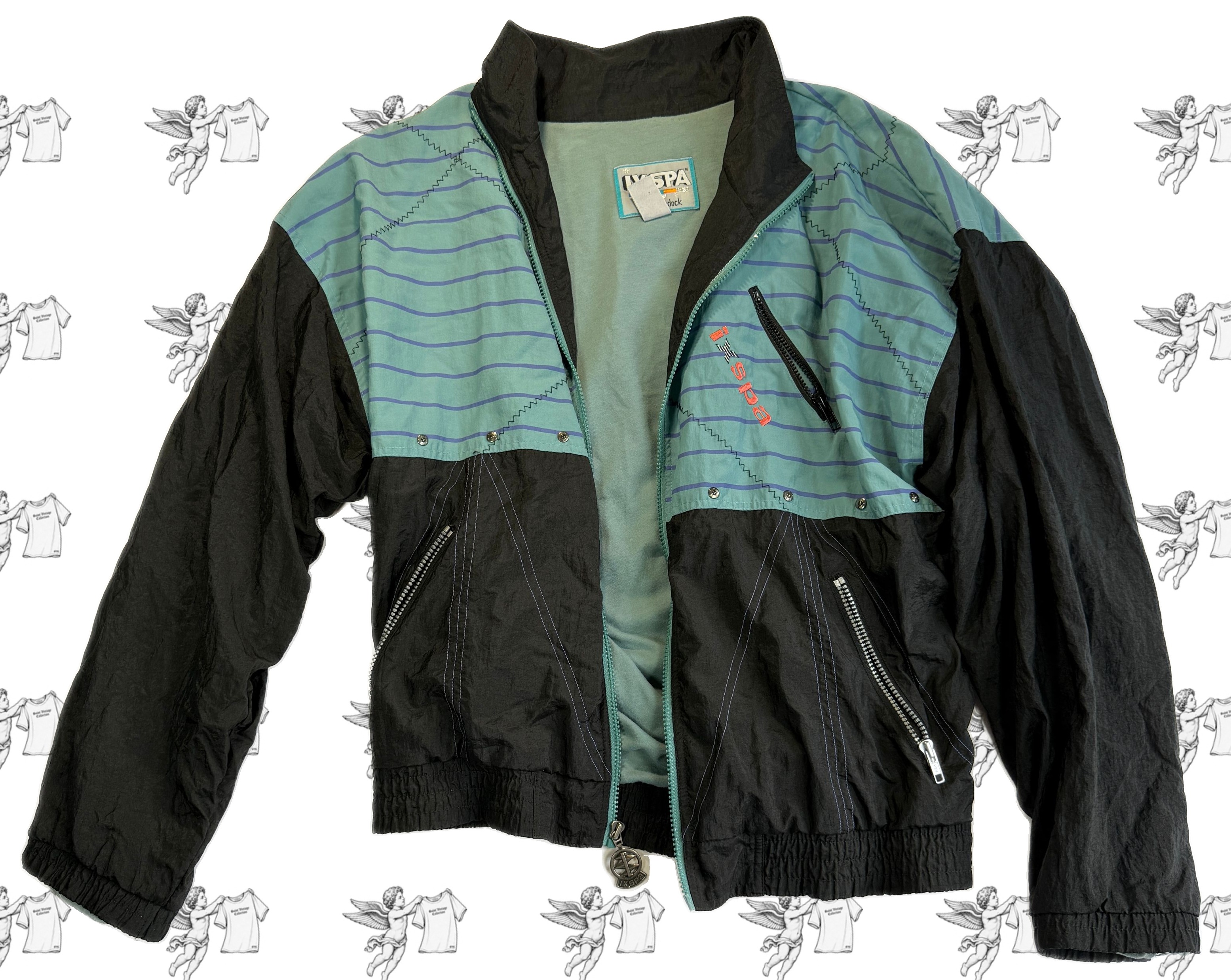 90s Vintage IXSPA Jamie Sadock Vintage Jacket Black Aqua Full Zip Windbreaker, photo 1