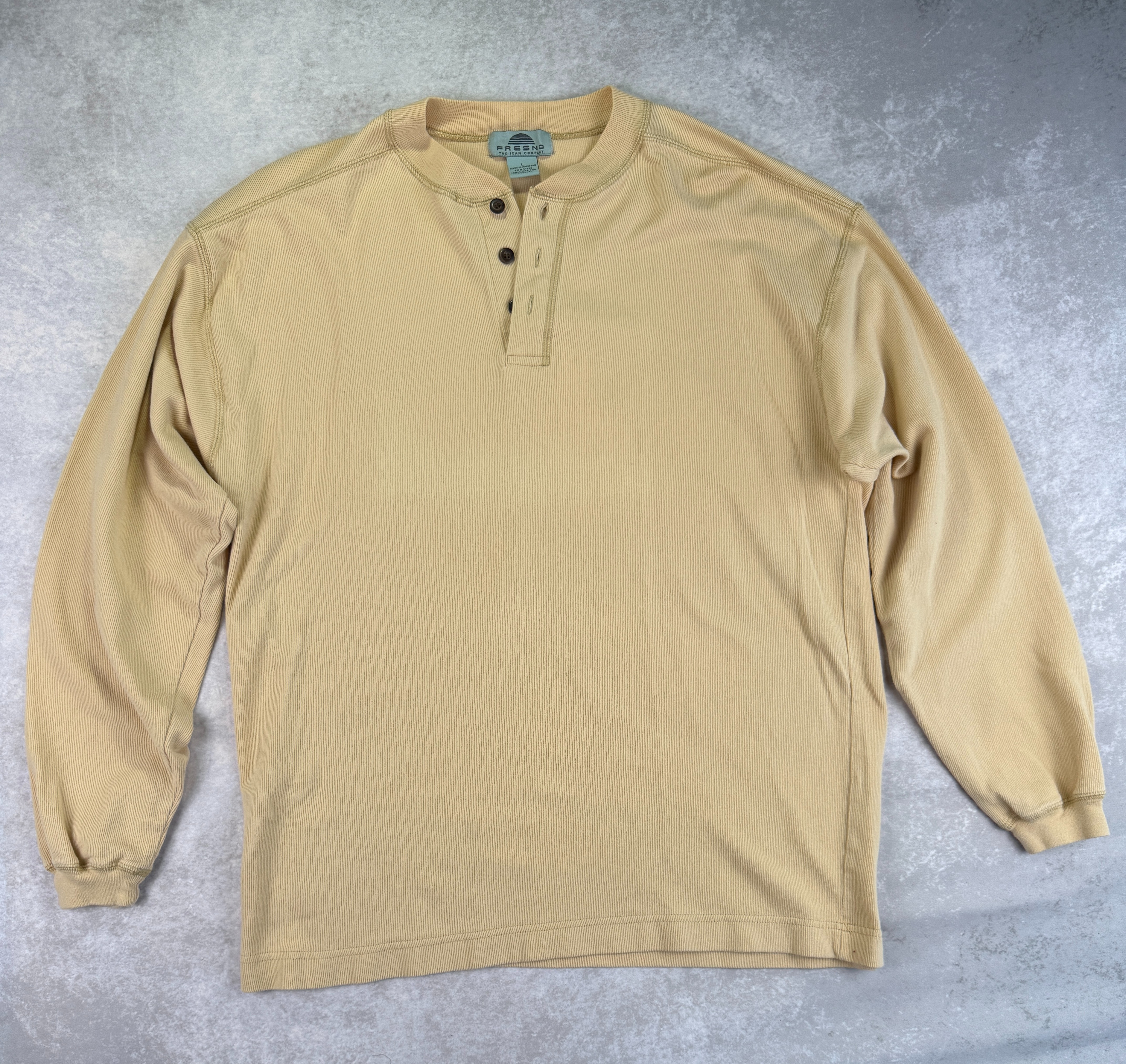90s Vintage Fresno Ribbed Henley Long Sleeve Shirt, photo 1