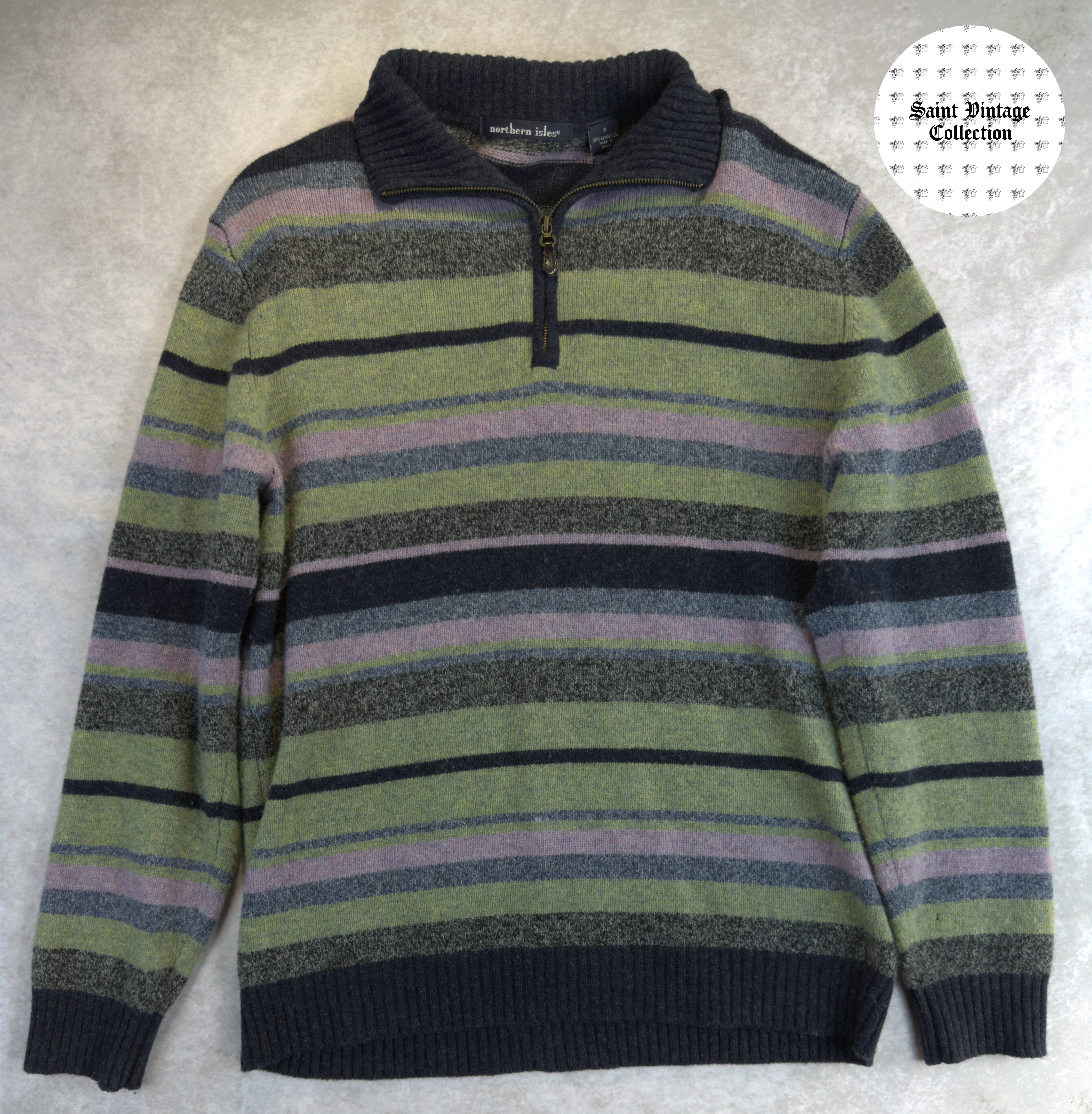 Y2K Vintage Northern Isles Striped Medium Lambswool Sweater, photo 1