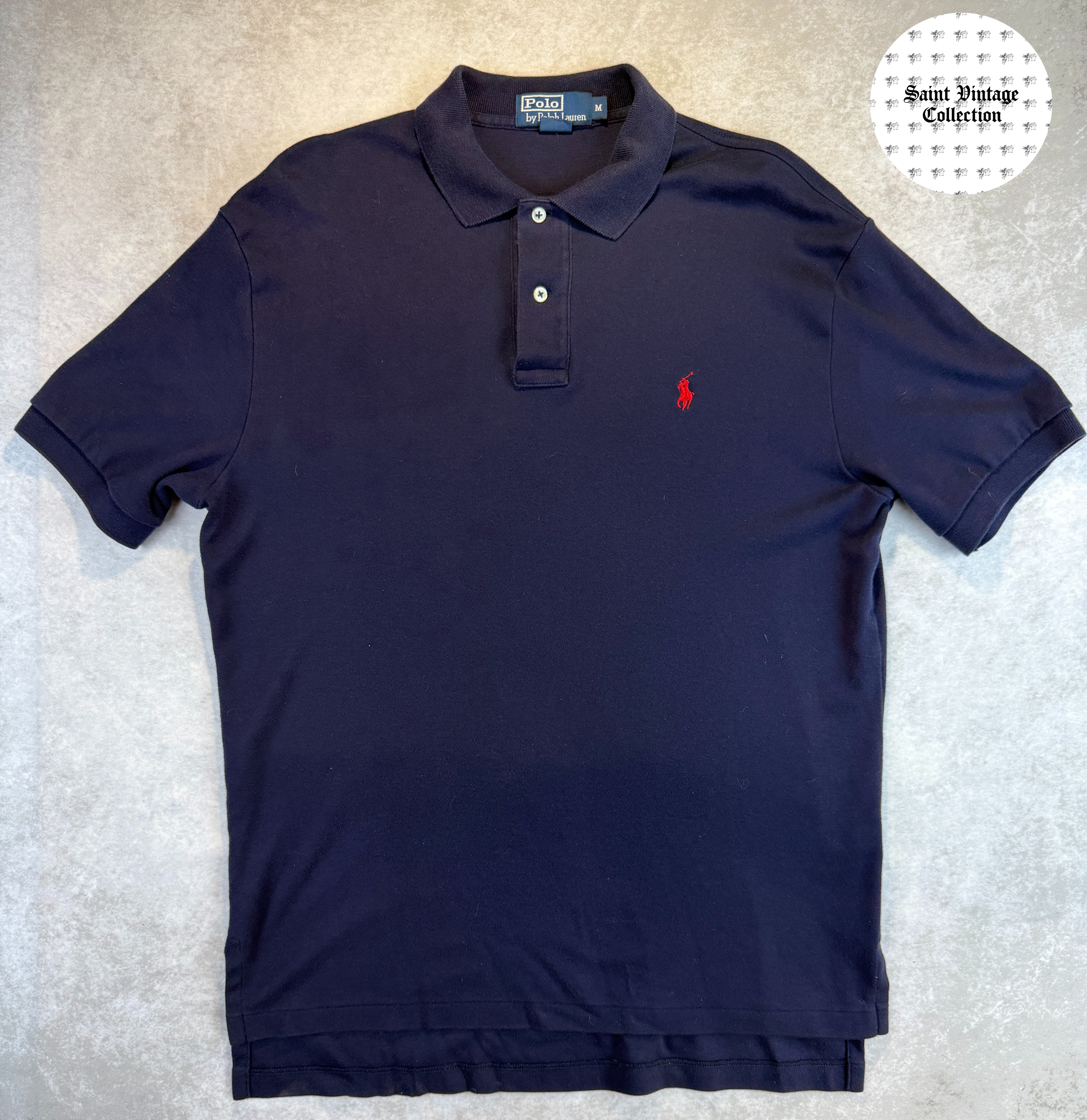 90s Vintage Navy Blue Raulph Lauren Medium Polo, photo 1