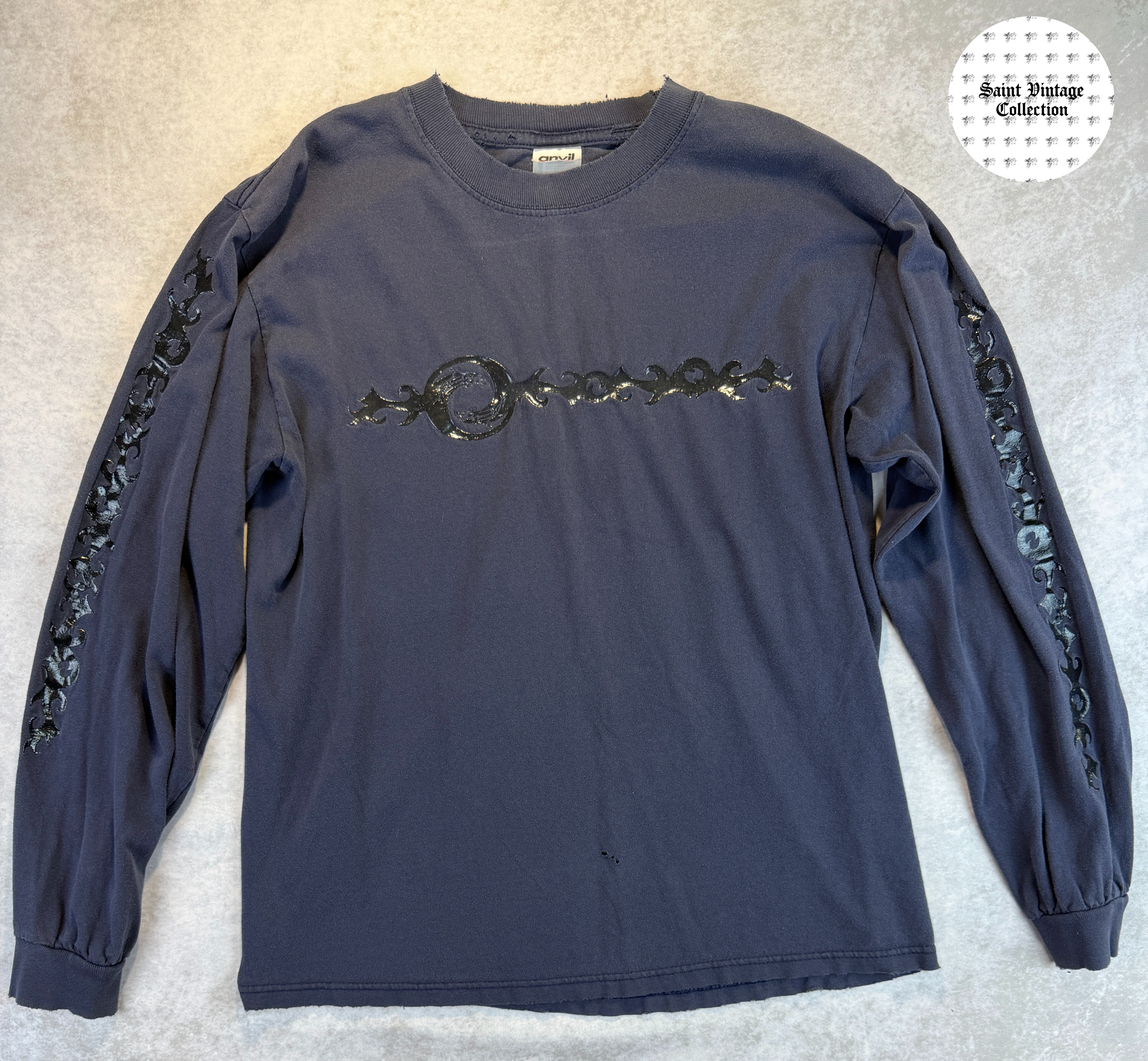 Y2k Vintage Anvil Navy Graphic Long Sleeve T-Shirt Size Medium, photo 1