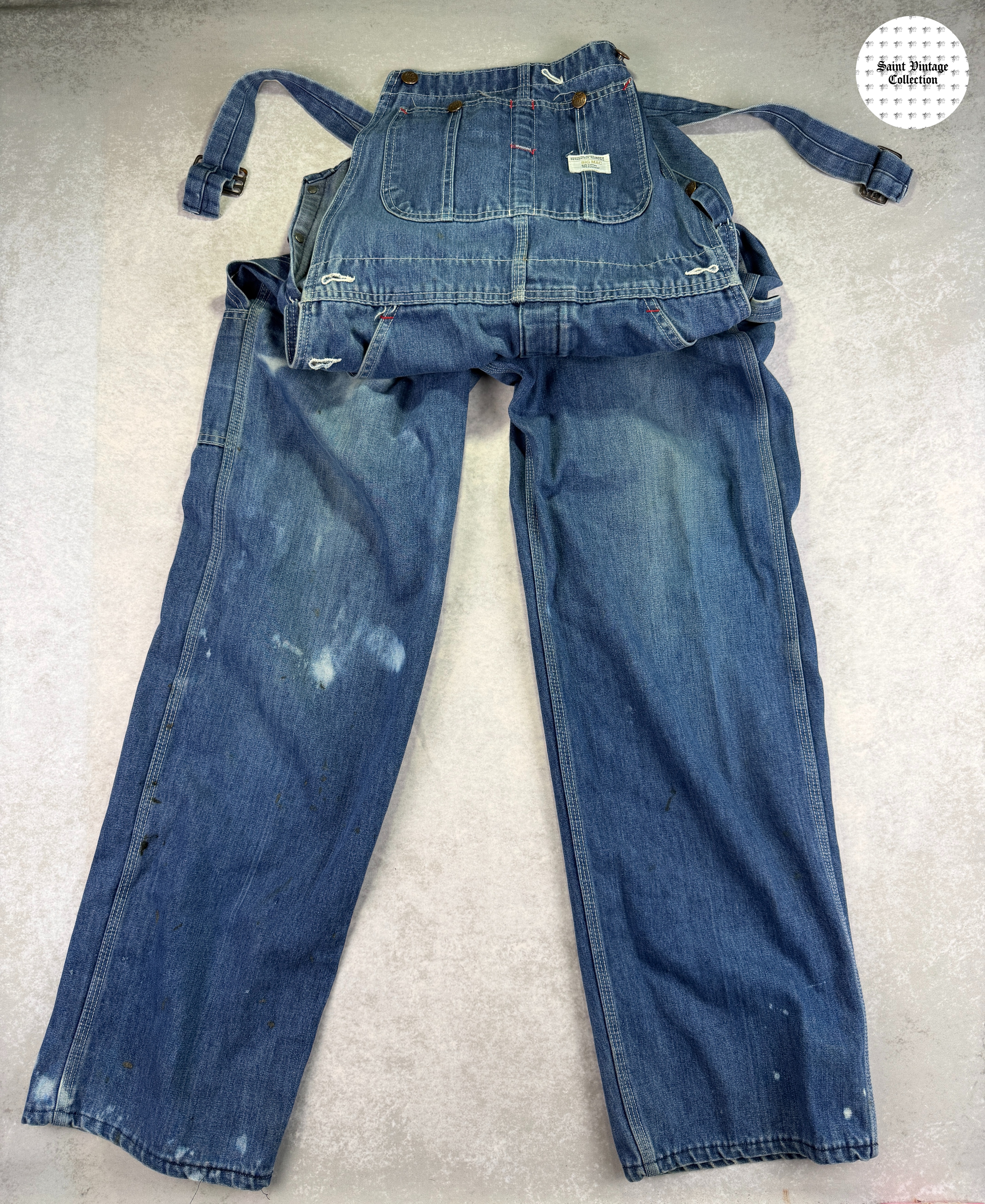 70s Vintage Big Mac Square Bak Denim Overalls, photo 1
