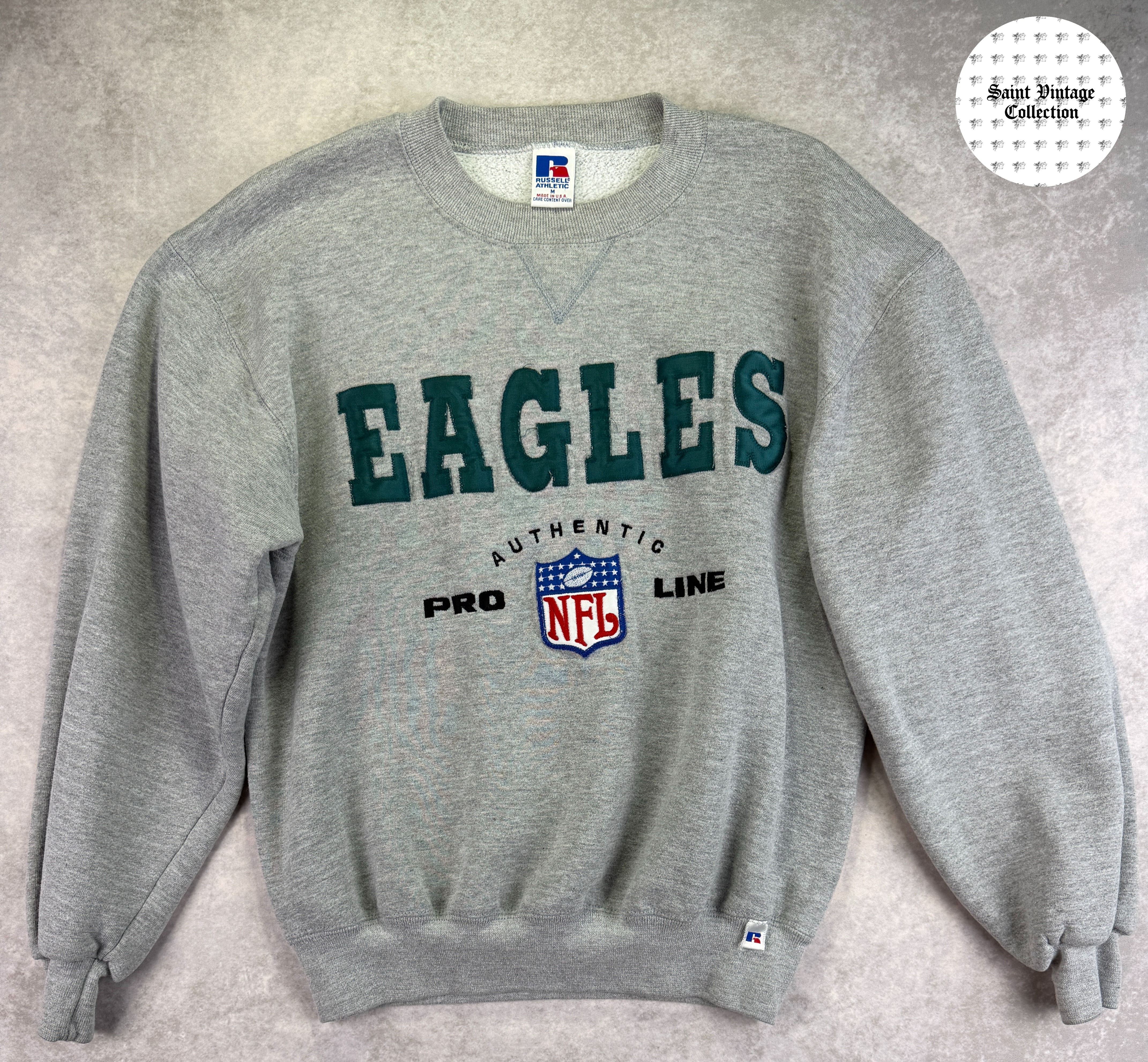 90s Vintage Russell Athletic Eagles Crewneck Medium Sweatshirt, photo 1