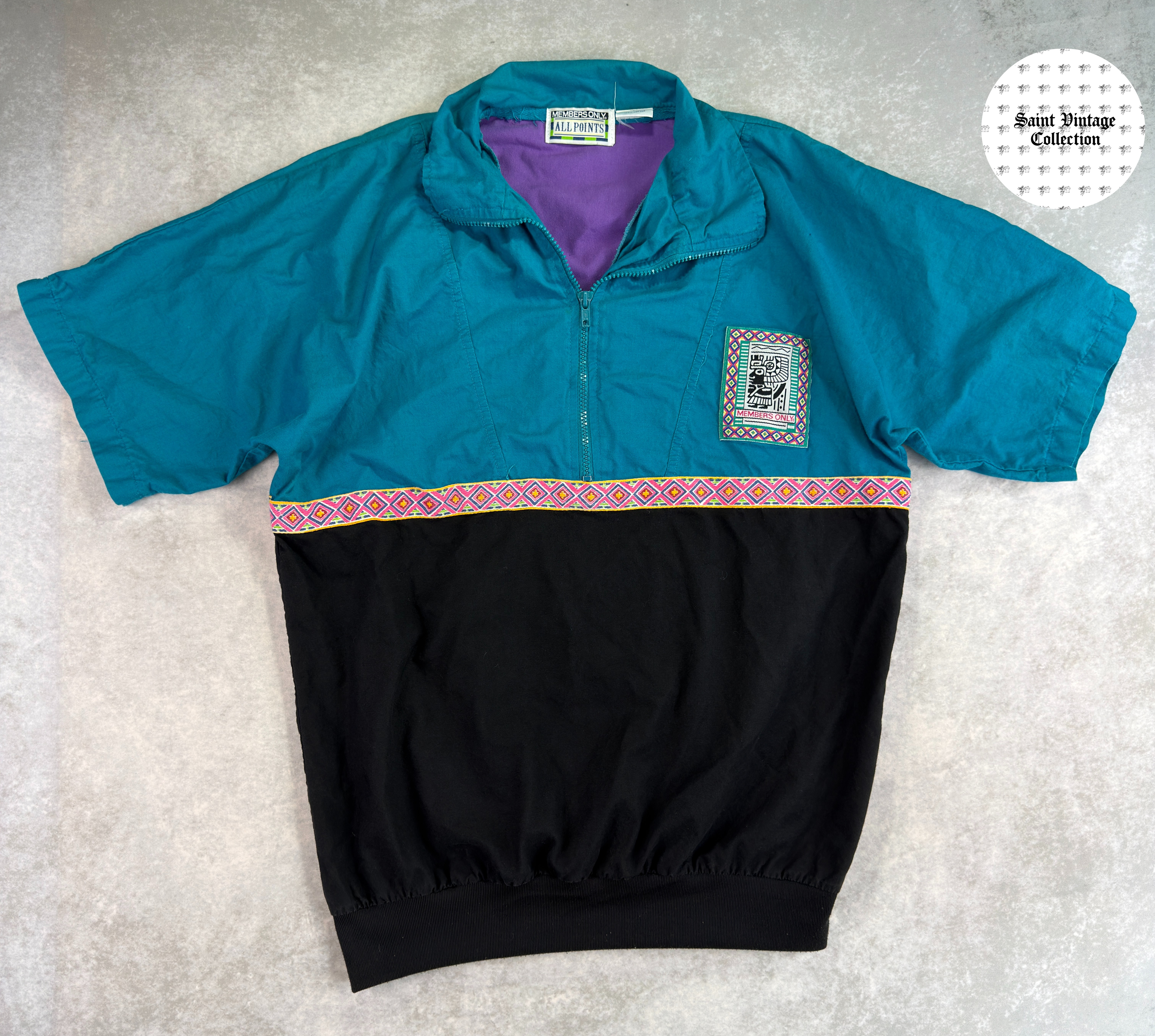 Vintage 1990s Members Only Aztec Short Sleeve Medium Pullover, photo 1